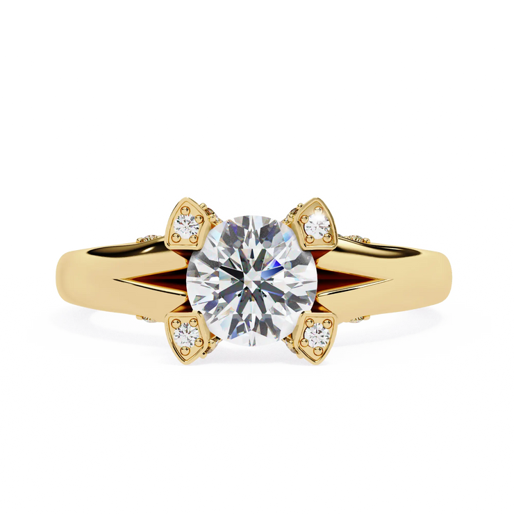 Round Lab Grown Diamond Split Shank Engagement Ring