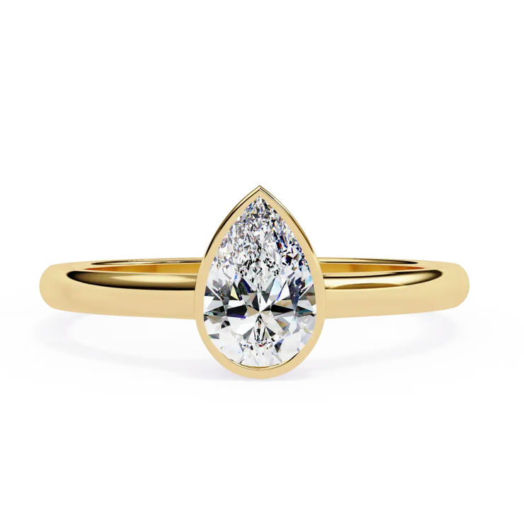 Pear Cut Lab Grown Diamond Bezel Set Solitaire Engagement Ring