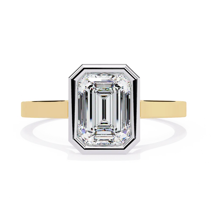 Emerald Lab Grown Diamond Bezel Solitaire Ring