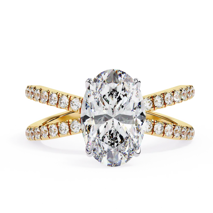 Oval Lab Grown Diamond Split Shank Pavé Engagement Ring