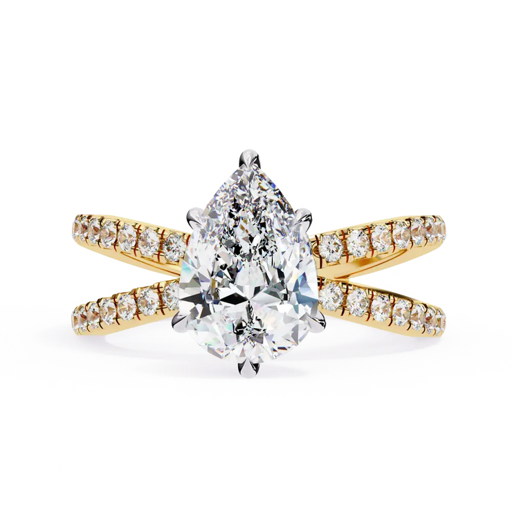 Pear Cut Lab Grown Diamond Hidden Halo Split Shank