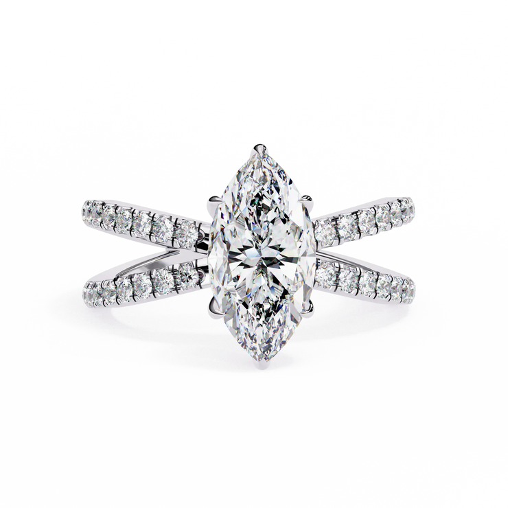 Marquise Cut Lab Grown Diamond Hidden Halo Split Shank