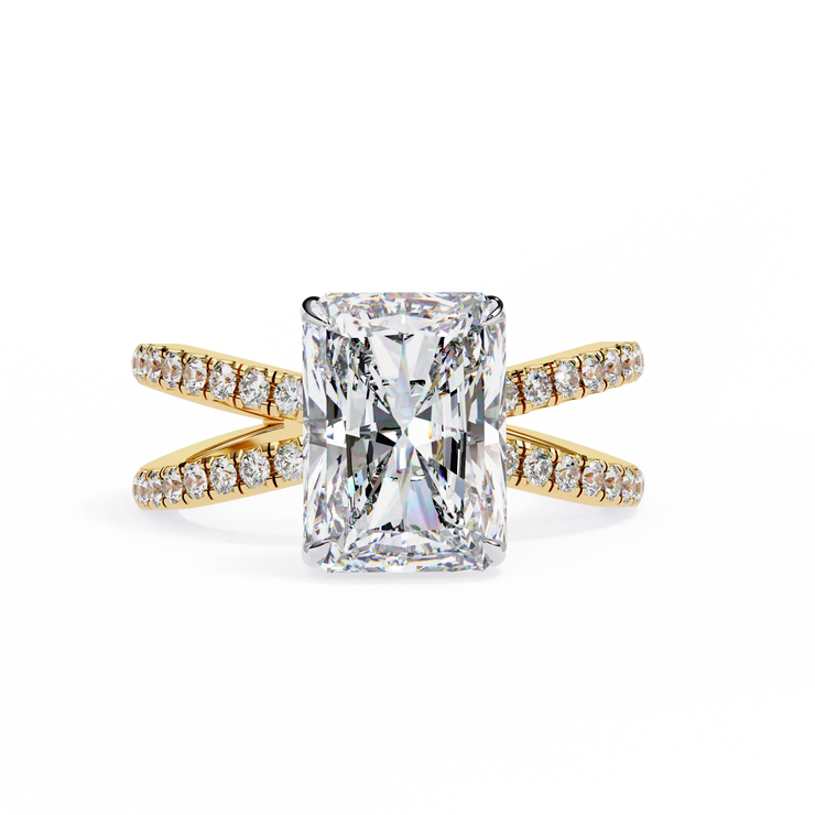 Radiant Cut Lab Grown Diamond Hidden Halo Split Shank