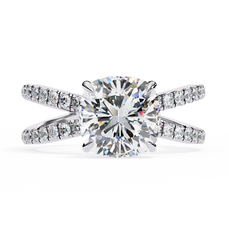 Cushion Cut Lab Grown Diamond Hidden Halo Split