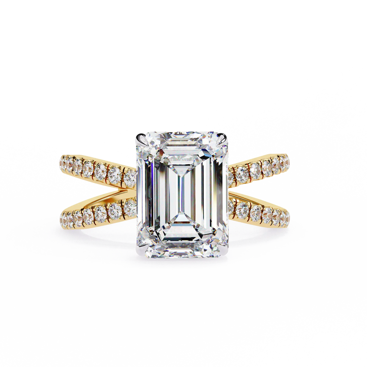 Emerald Cut Lab Grown Diamond Split Shank
