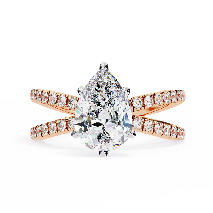 Pear Cut Lab Grown Diamond Split Shank Engagement Ring