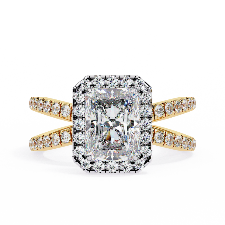 Radiant Cut Lab Grown Diamond Halo with Split Shank Band