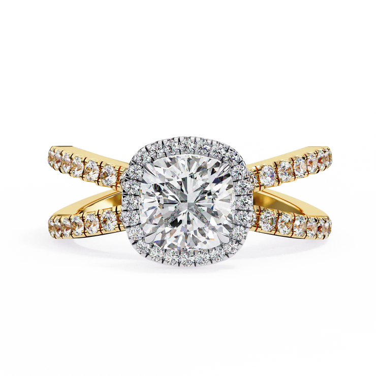 Cushion Cut Lab Grown Diamond Halo Split Shank
