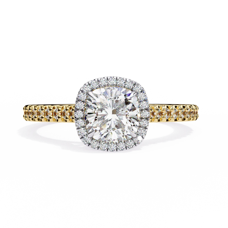 Cushion Cut Lab Grown Diamond Halo Engagement Ring