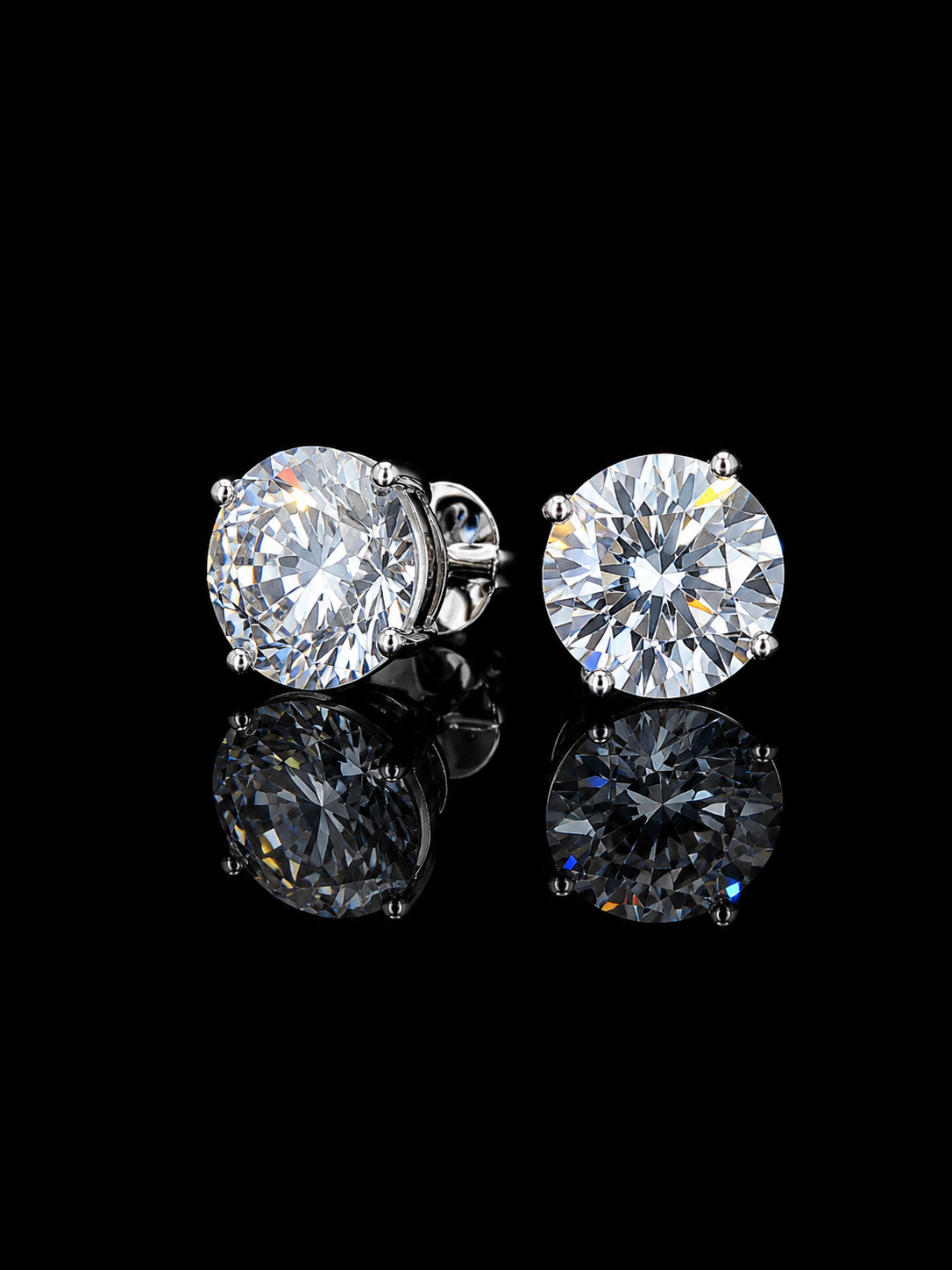 White gold round 4-prong stud earrings with 5.80ct total lab grown diamonds