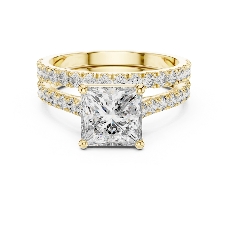 Princess Cut Double Pavé Diamond Ring