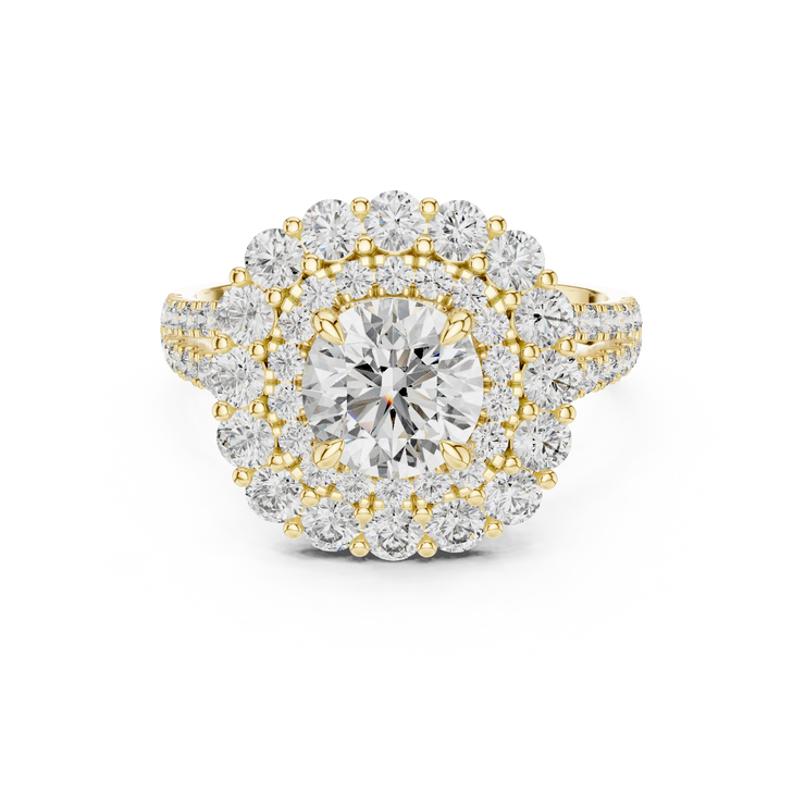 Round Diamond Double Halo Engagement Ring