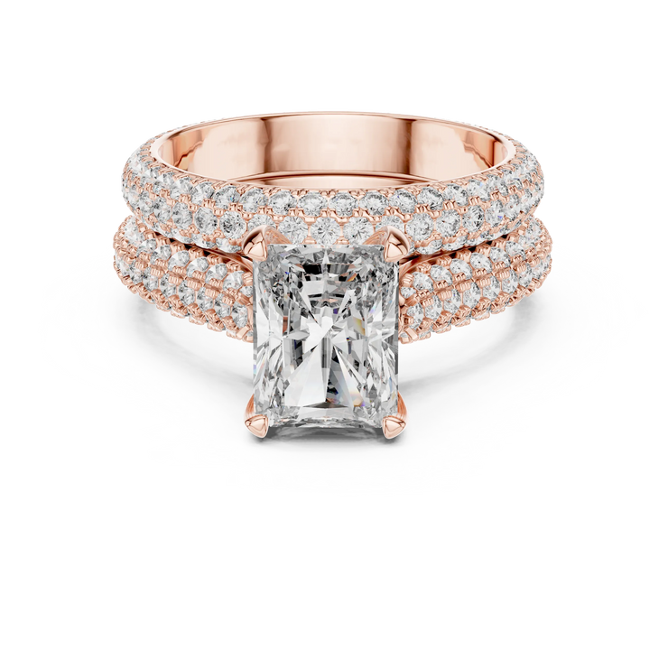 Radiant Lab Grown Diamond Multi-Row Pavé Engagement Ring