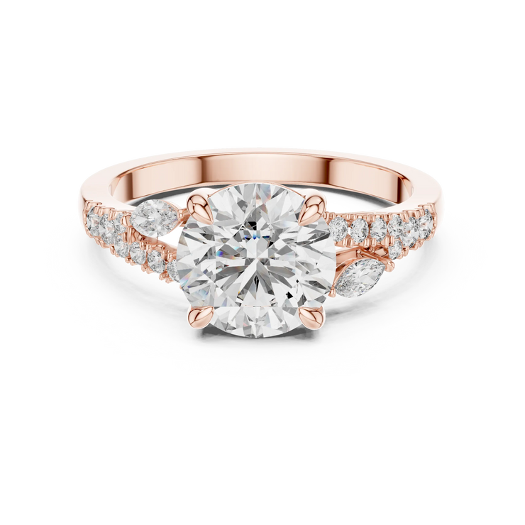 Emerald Lab Grown Diamond Twin Halo Bypass Engagement Ring