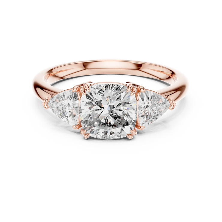 Cushion Lab Grown Diamond Three Stone Engagement Ring