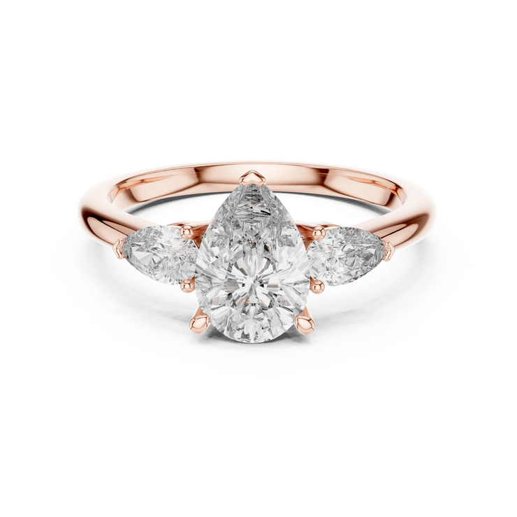 Pear Lab Grown Diamond Three Stone Engagement Ring