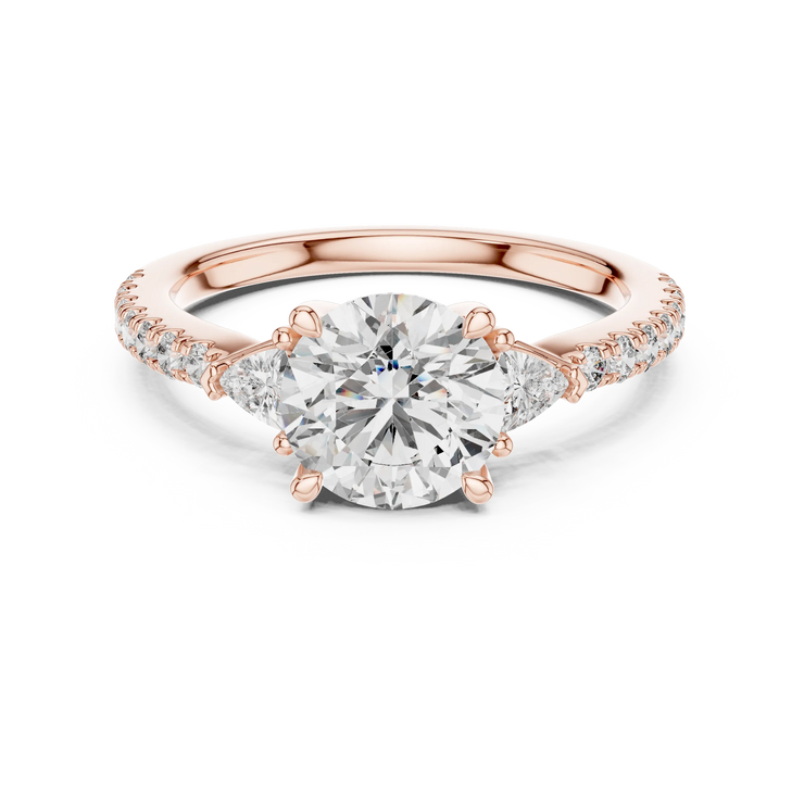 Round Lab Grown Diamond Three Stone Engagement Ring