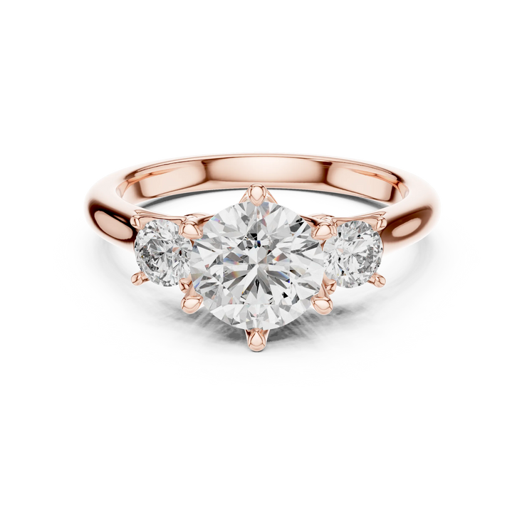 Round Lab Grown Diamond Three Stone Engagement Ring