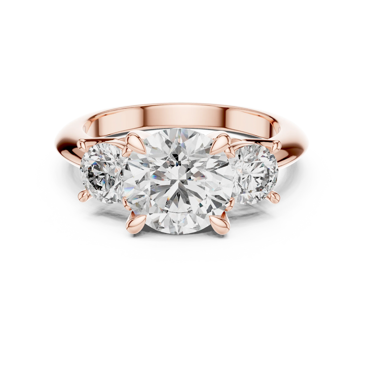 Round Lab Grown Diamond Three Stone Engagement Ring