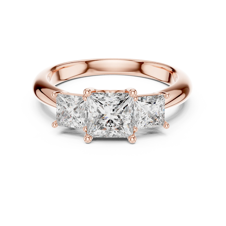Princess Lab Grown Diamond Three Stone Engagement Ring