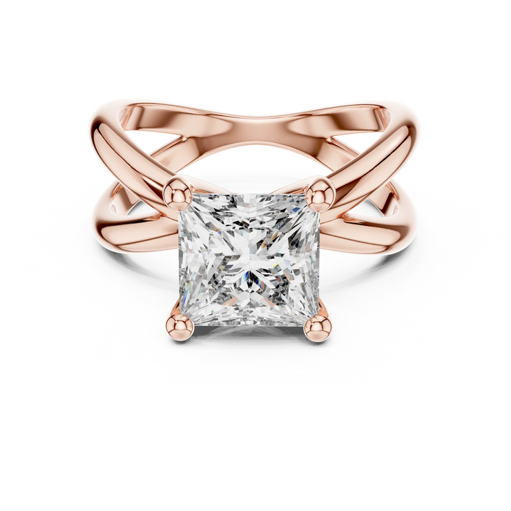 Princess Lab Grown Diamond Crossover Solitaire Engagement Ring