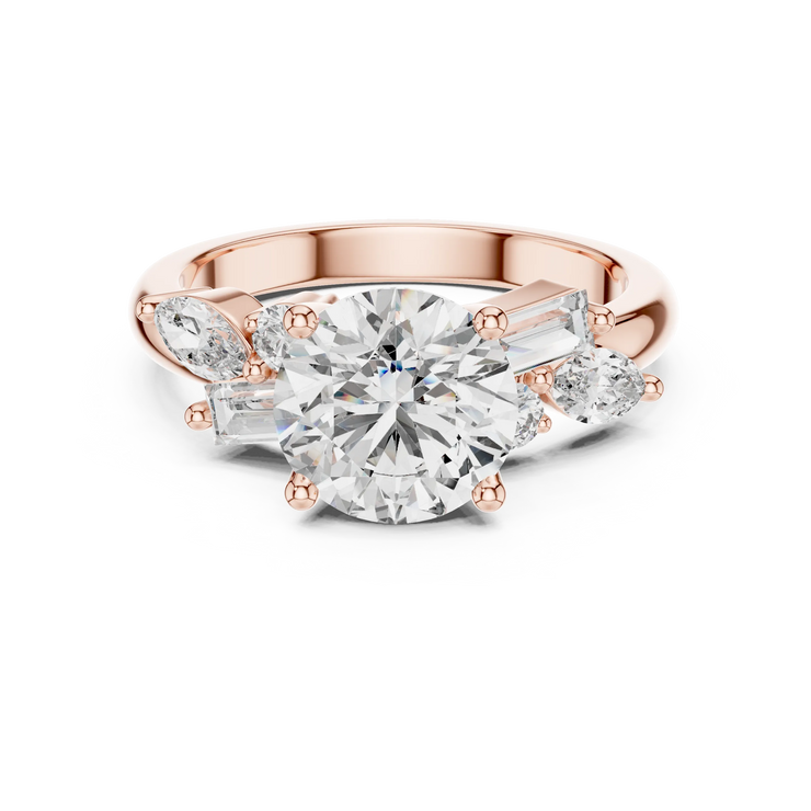 Round Lab Grown Diamond Three-Stone Engagement Ring