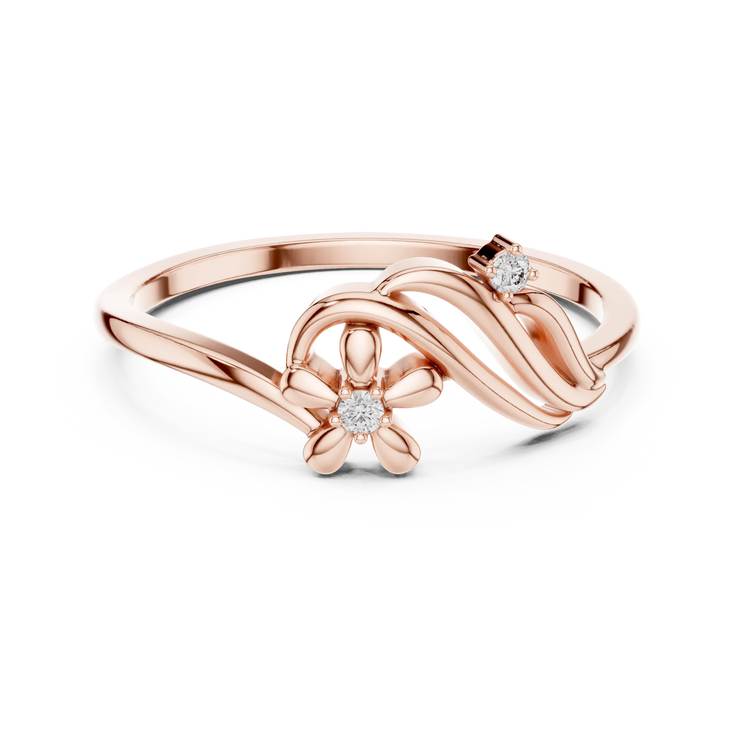 Round Lab Grown Diamond Flower-Vine Anniversary Ring