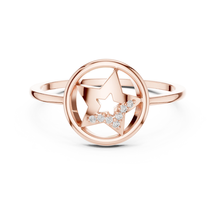 Round Lab Grown Diamond Star Frame Anniversary Ring
