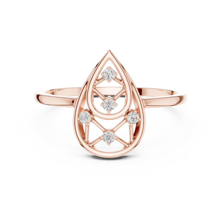 Round Lab Grown Diamond Teardrop Lattice Anniversary Ring