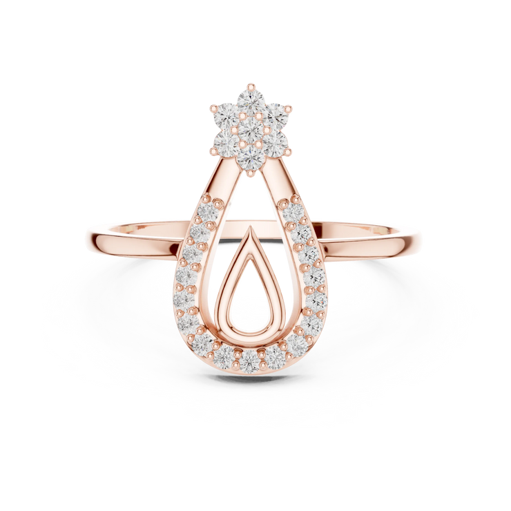 Round Lab Grown Diamond Floral Teardrop Anniversary Ring