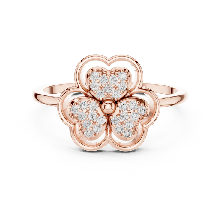 Round Lab Grown Diamond Clover Pavé Anniversary Ring