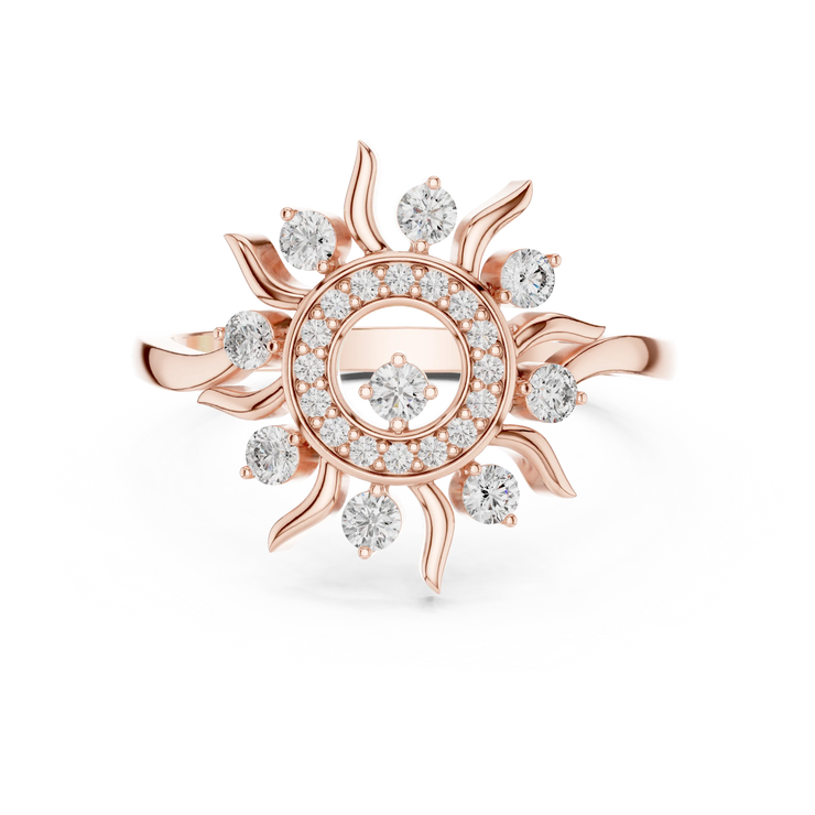 Round Lab Grown Diamond Sunburst Cluster Anniversary Ring