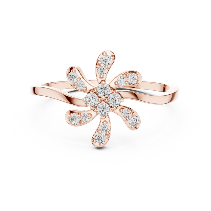 Round Lab Grown Diamond Six-Petal Swirl Anniversary Ring