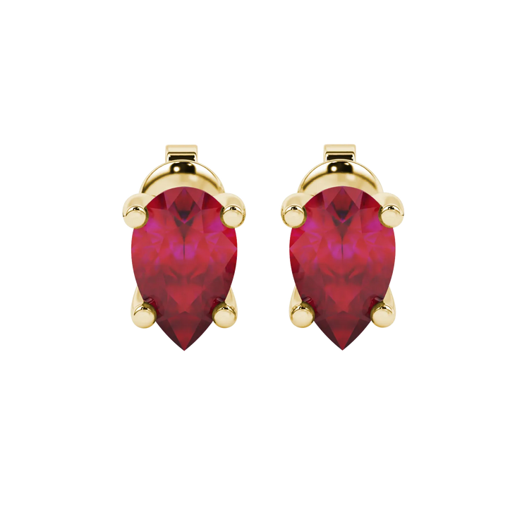 Pear Shape Four Prong Gemstone Stud Earrings
