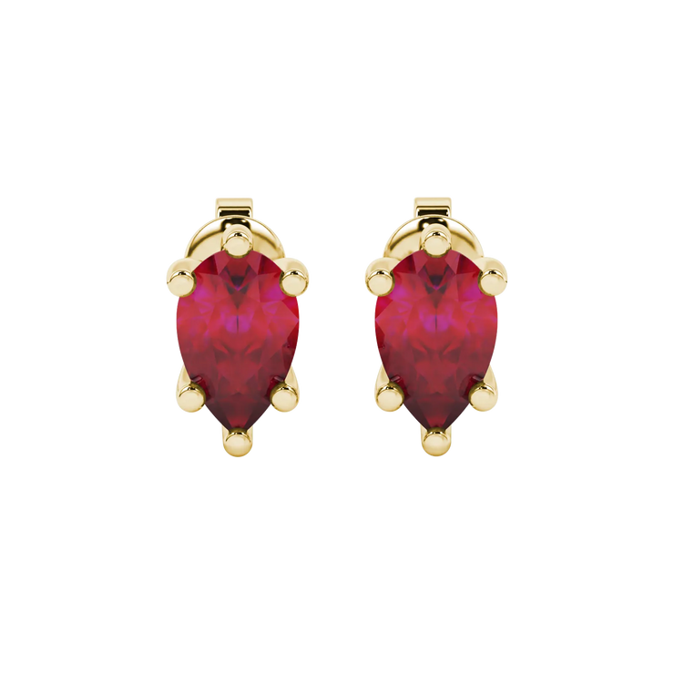 Pear Shape Six Prong Gemstone Stud Earrings