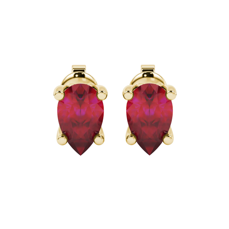 Pear Shape Lotus Basket Gemstone Stud Earrings