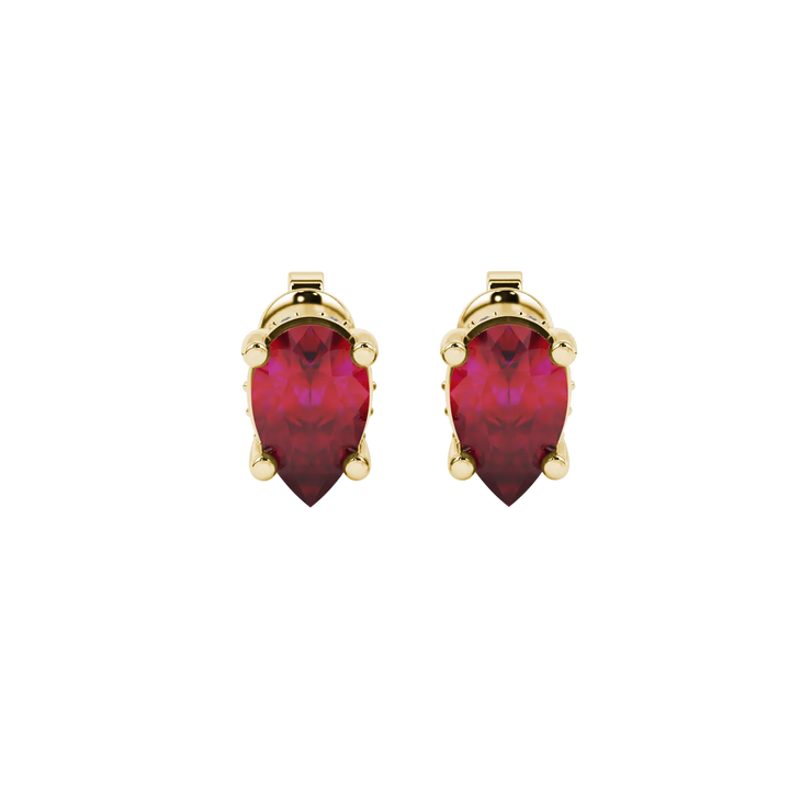 Pear Shape Pavé Basket Gemstone Stud Earrings