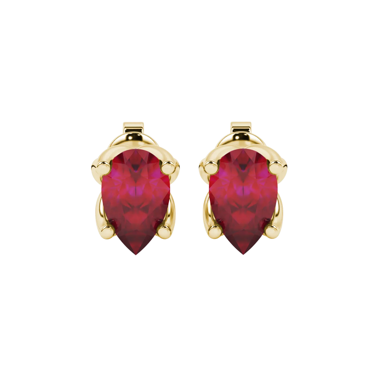 Pear Shape Tulip Basket Gemstone Stud Earrings