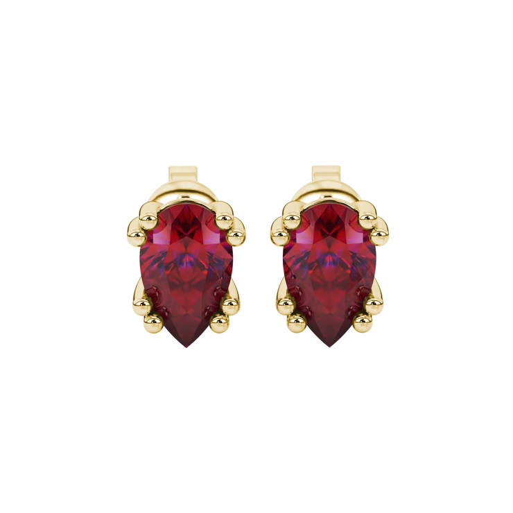 Pear Shape Vintage Basket Gemstone Stud Earrings