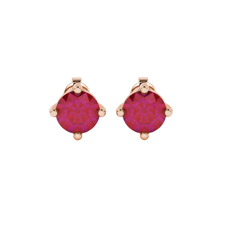 Round Cut Classic Basket Gemstone Stud Earrings