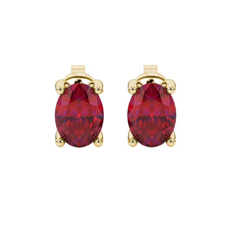Oval Cut Surprise Diamond Gemstone Stud Earrings