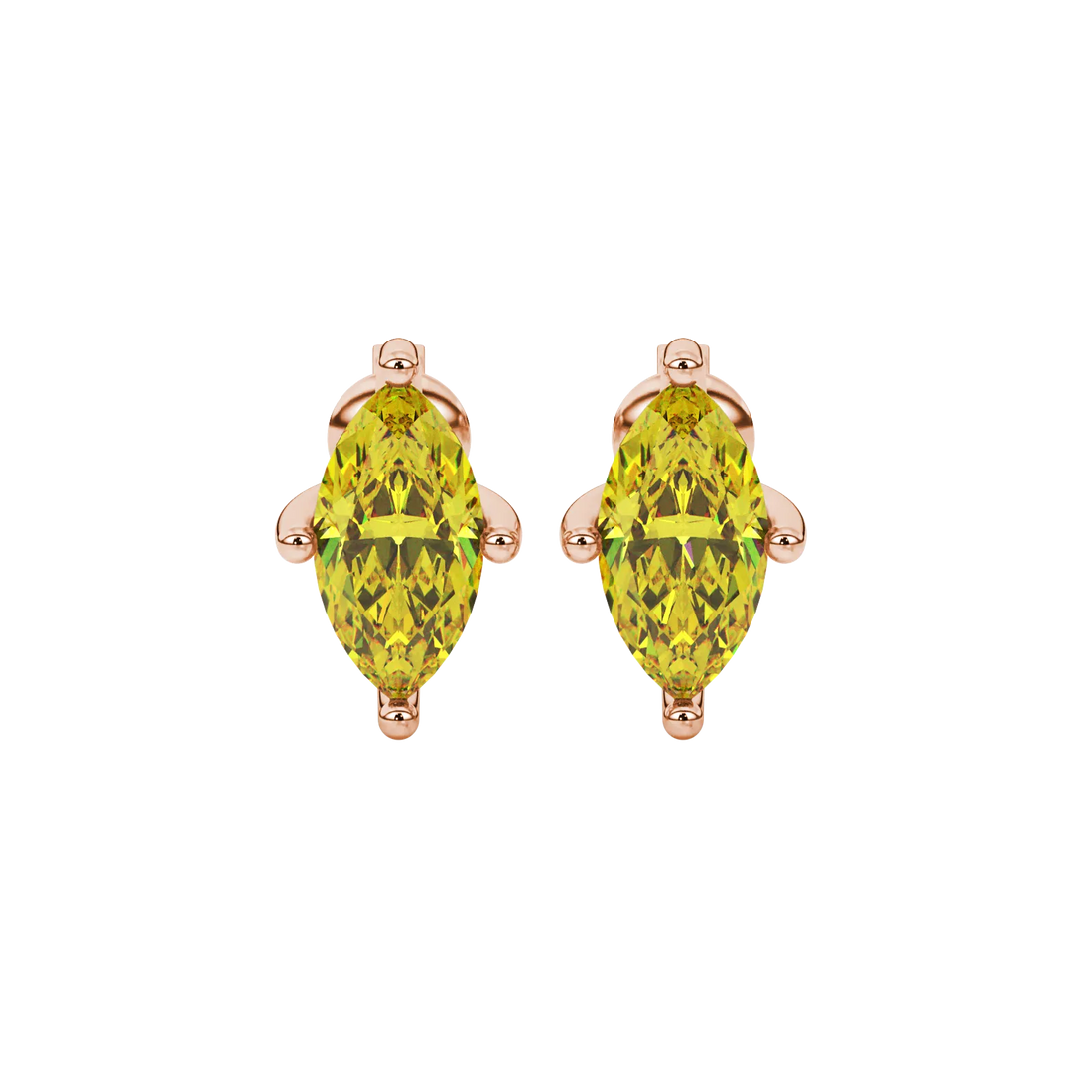 Marquise Cut Four Prong Gemstone Stud Earrings