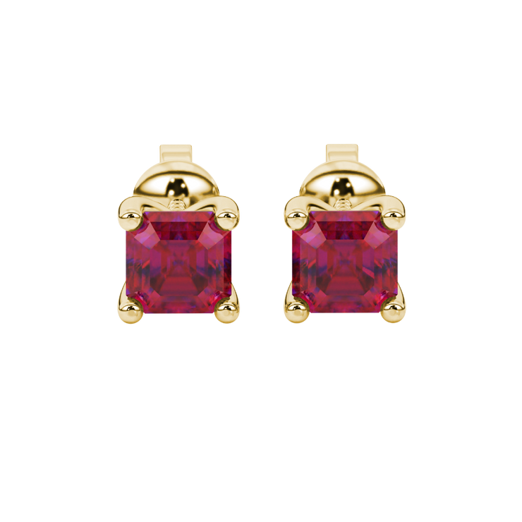Asscher Cut Gemstone Stud Earrings