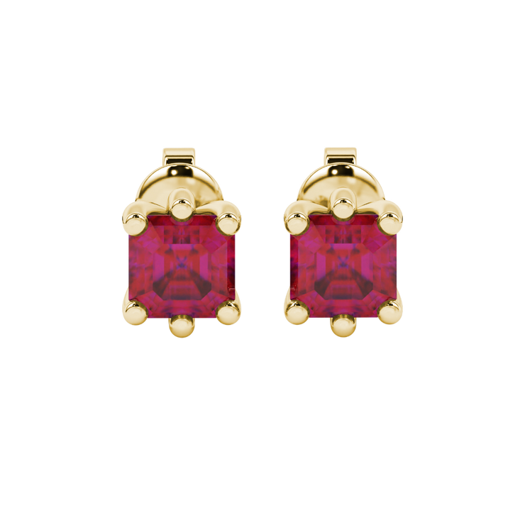 Asscher Six-Prong Basket Gemstone Stud Earrings