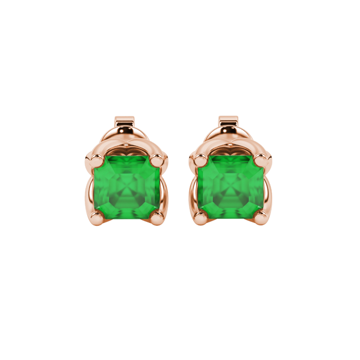 Asscher Tulip Basket Gemstone Stud Earrings