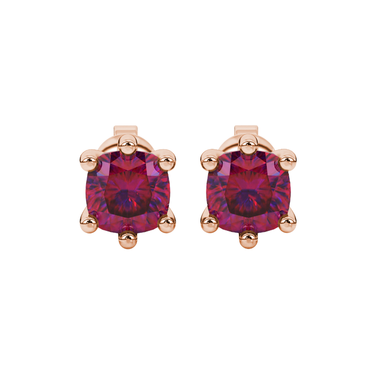 Cushion Six-Prong Basket Gemstone Stud Earrings