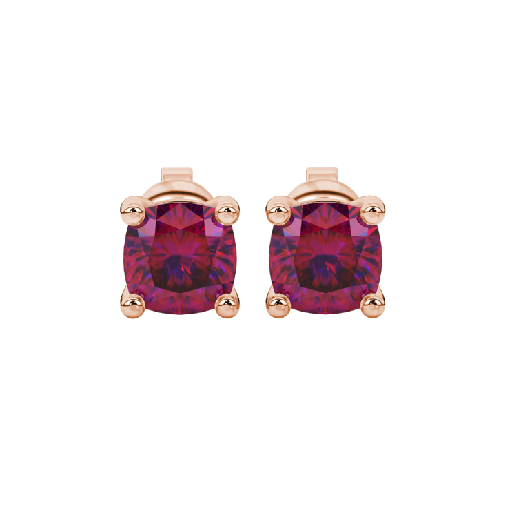 Cushion Classic Basket Gemstone Stud Earrings (Classic Basket)