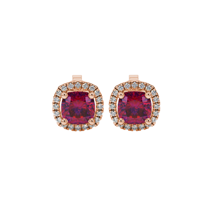 Cushion Halo Gemstone Stud Earrings
