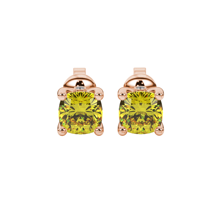 Cushion Cut Surprise Diamond Gemstone Stud Earrings