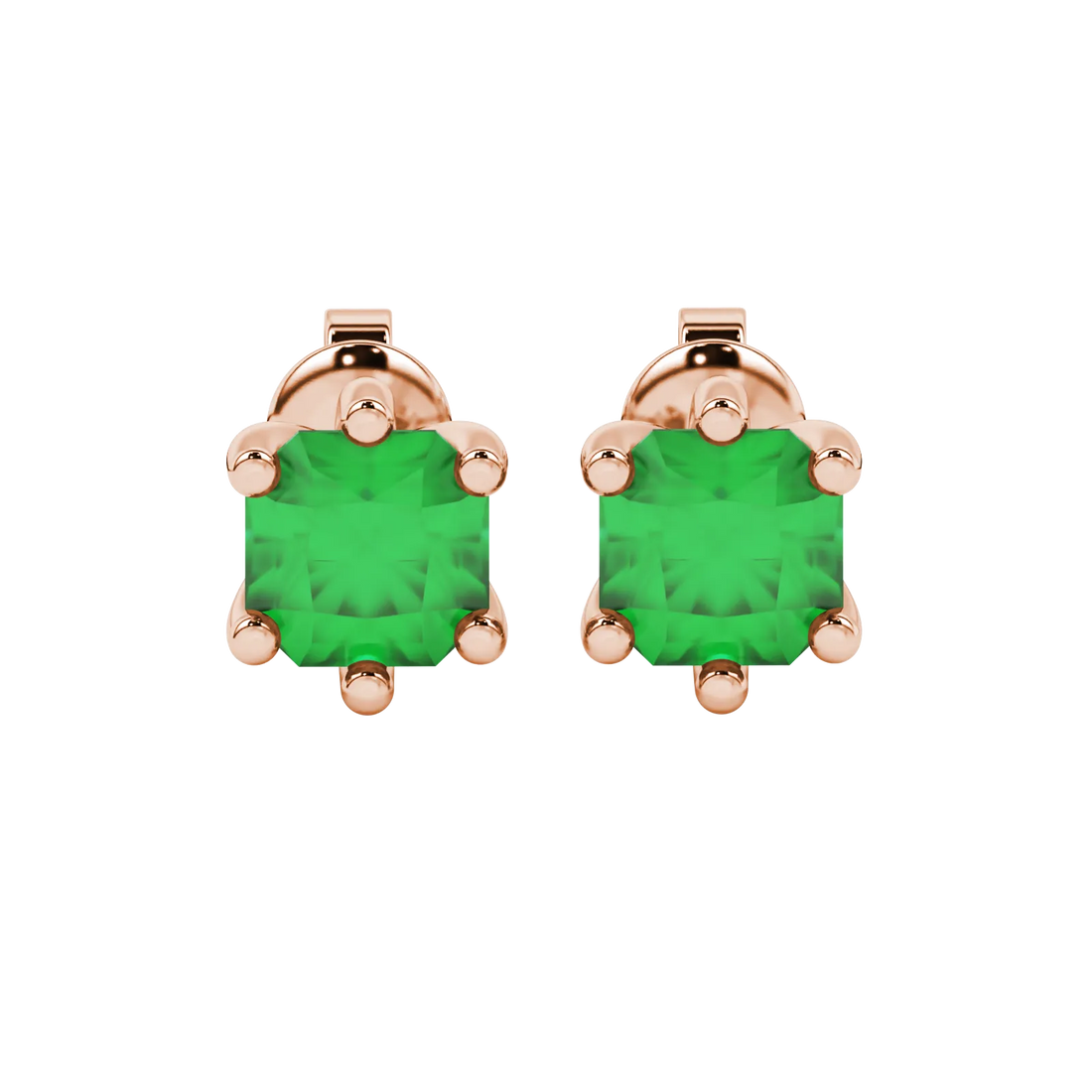 Radiant Cut Six Prong Gemstone Stud Earrings